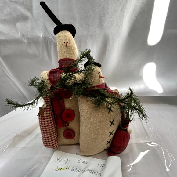Sack Snowmen with trees flour sack unique Christmas holiday decor - Picture 6 of 10